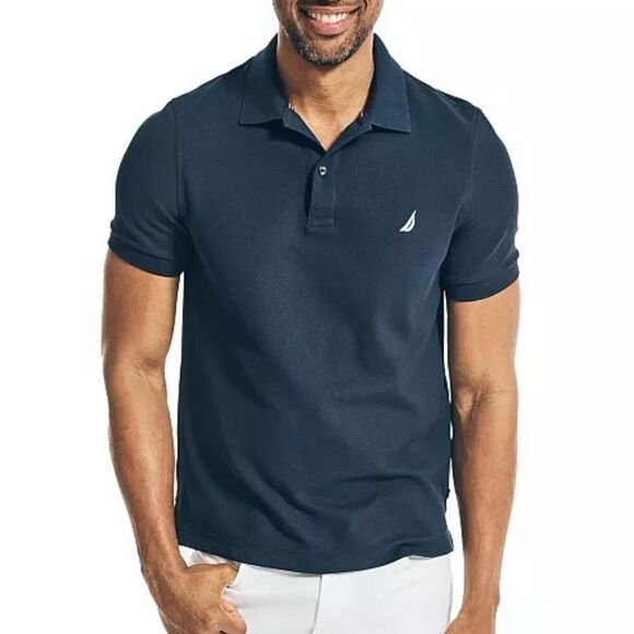 Nautica Navy Blue Short Sleeve Slim Fit Deck Polo Men’s Large - Picture 9 of 11